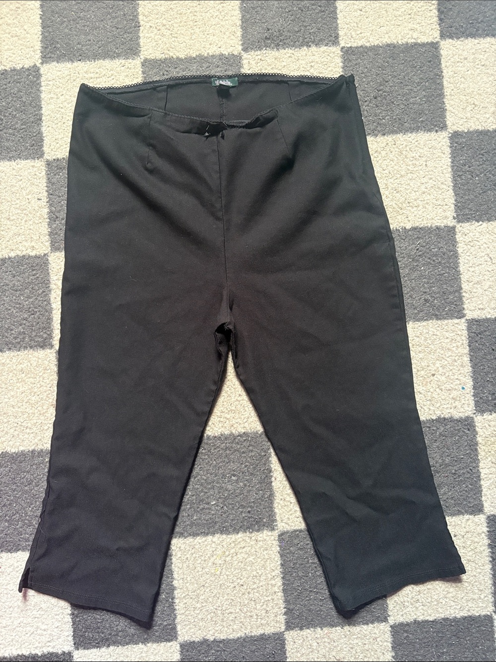 Black Capri Pants with Lace Hem